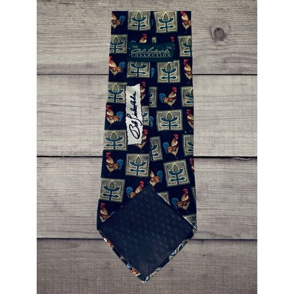 Bob Timberlake Mens Silk Necktie Accessory Navy Blue Office Work Casual Dad Gift - Picture 8 of 8